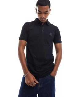 BOSS Orange Passenger Polo In Black For Men