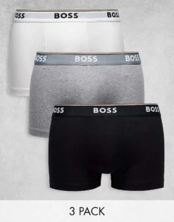 BOSS Bodywear 3 Pack Of Trunks In White/grey/black For Men Multi