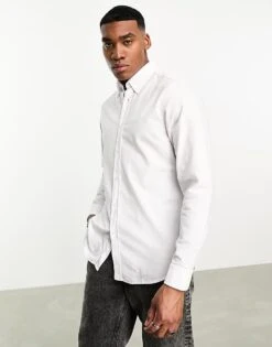 BOSS Orange Rickert Regular Fit Long Sleeve Shirt In White For Men