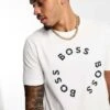 BOSS Green Tee 4 T-shirt In White With Circle Logo For Men