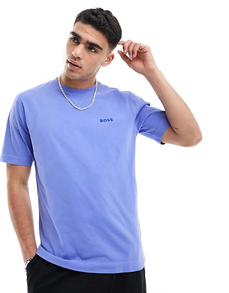 BOSS Orange Tonal Logo T-shirt In Washed Purple For Men Bright Purple - Image 5