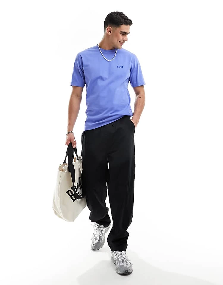 BOSS Orange Tonal Logo T-shirt In Washed Purple For Men Bright Purple - Image 3