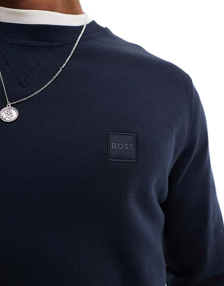 BOSS Orange Westart Box Logo Sweatshirt In Navy For Men Dark Blue - Image 3
