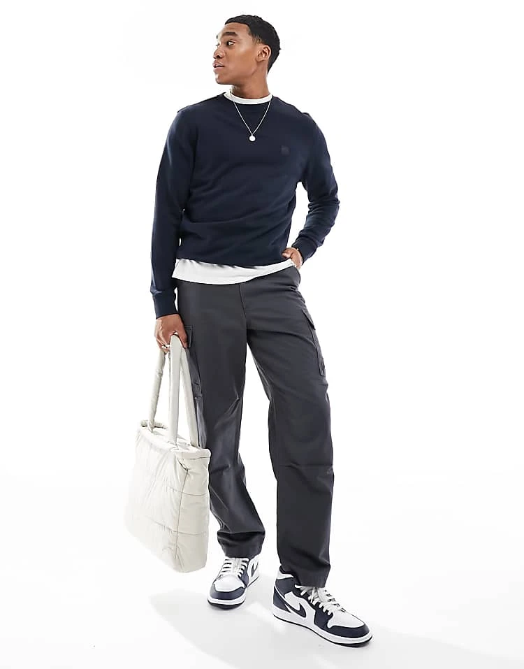 BOSS Orange Westart Box Logo Sweatshirt In Navy For Men Dark Blue - Image 4