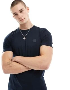 BOSS Orange Tales Box Logo T-shirt In Navy For Men Dark Blue