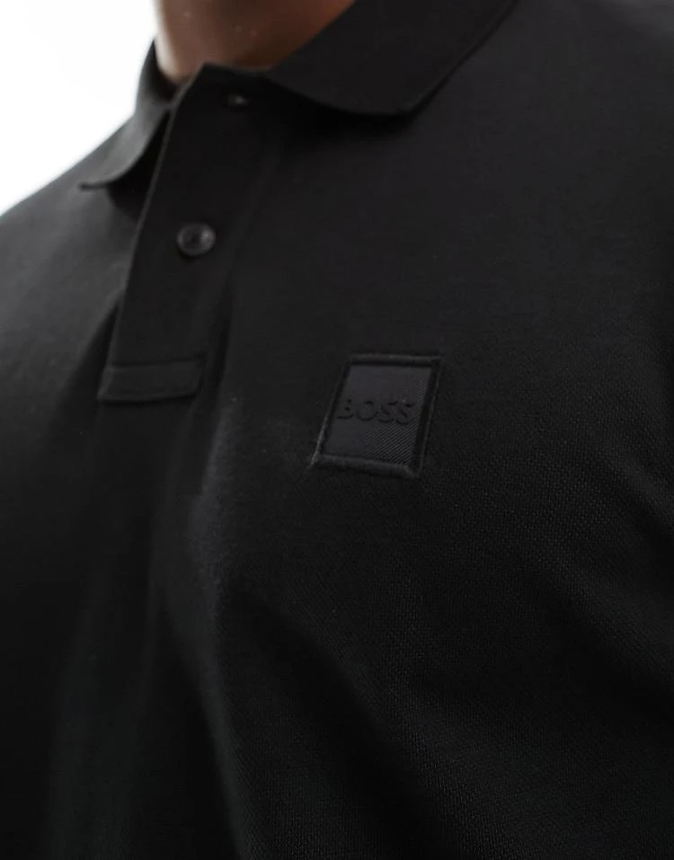 BOSS Orange Passerby Long Sleeve Polo In Black For Men - Image 3