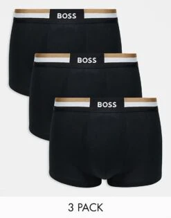 Boss Bodywear 3 Pack Motion Trunk In Black For Men