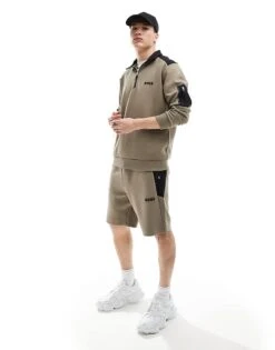 BOSS Green Headlo Logo Shorts In Beige For Men Pastel Green
