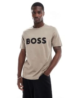BOSS Green Logo T-shirt In Khaki For Men Pastel Green