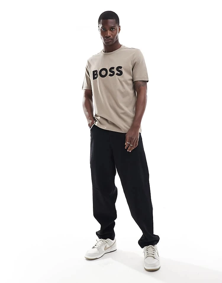 BOSS Green Logo T-shirt In Khaki For Men Pastel Green - Image 2