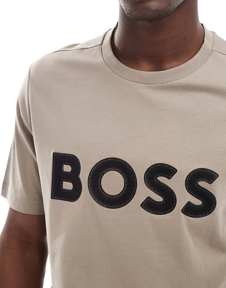 BOSS Green Logo T-shirt In Khaki For Men Pastel Green - Image 3