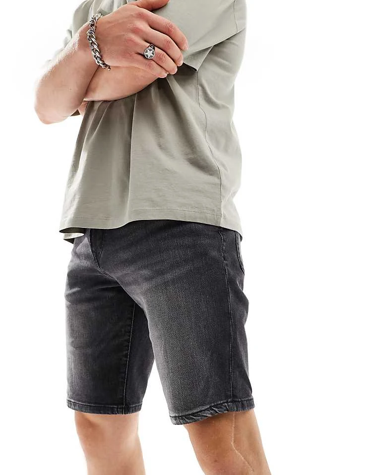 BOSS Orange ReMaine Denim Shorts In Dark Grey For Men 019-charcoal