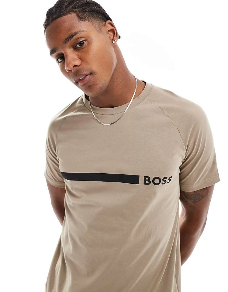 BOSS Bodywear Boss Slim Fit Beach T-shirt In Brown For Men