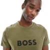 BOSS Bodywear Boss Beach T-shirt In Khaki For Men Green