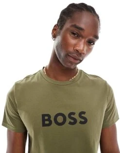 BOSS Bodywear Boss Beach T-shirt In Khaki For Men Green