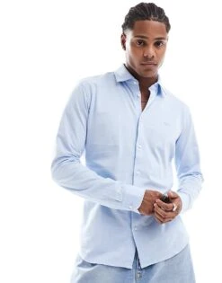 BOSS Orange Mysoft Slim Fit Jersey Shirt In Light Blue For Men