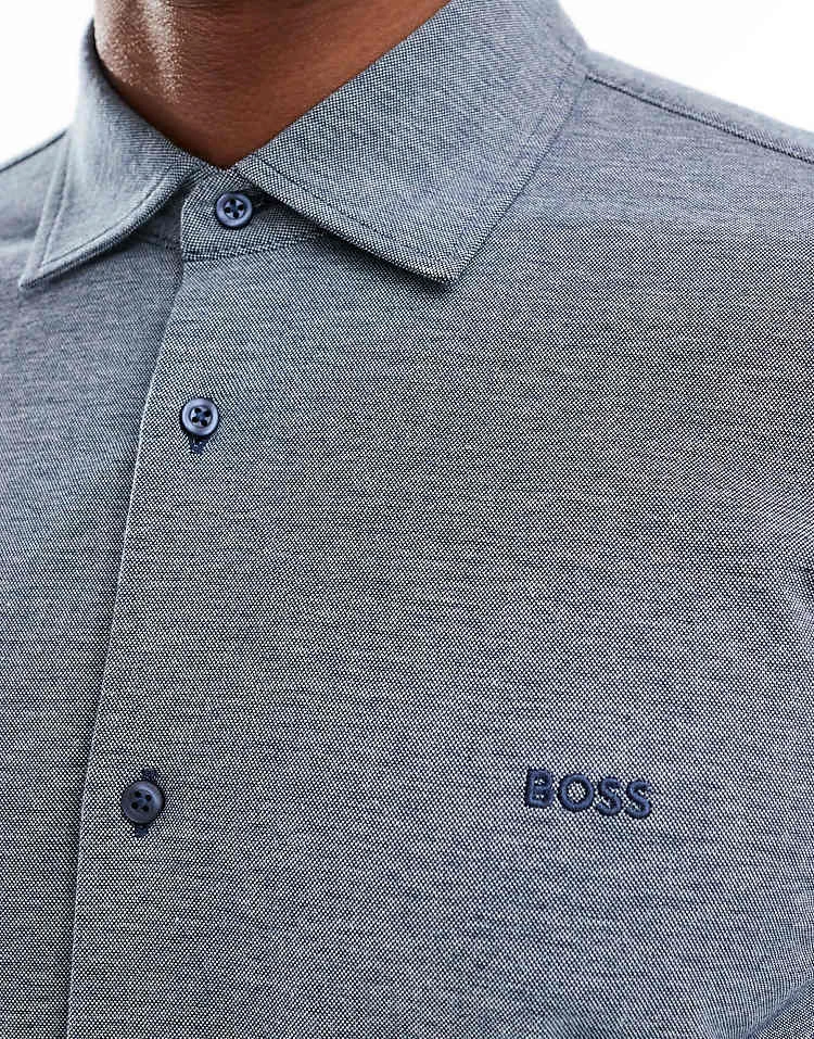 BOSS Orange Mysoft Slim Fit Jersey Shirt In Navy For Men - Image 2