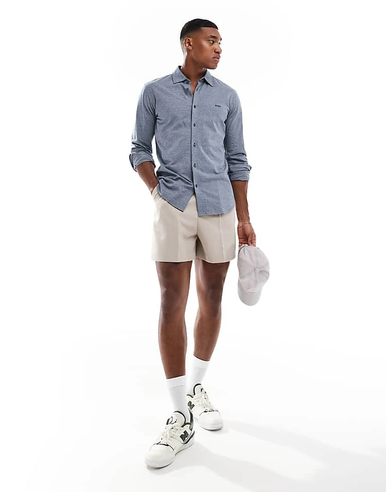 BOSS Orange Mysoft Slim Fit Jersey Shirt In Navy For Men - Image 3