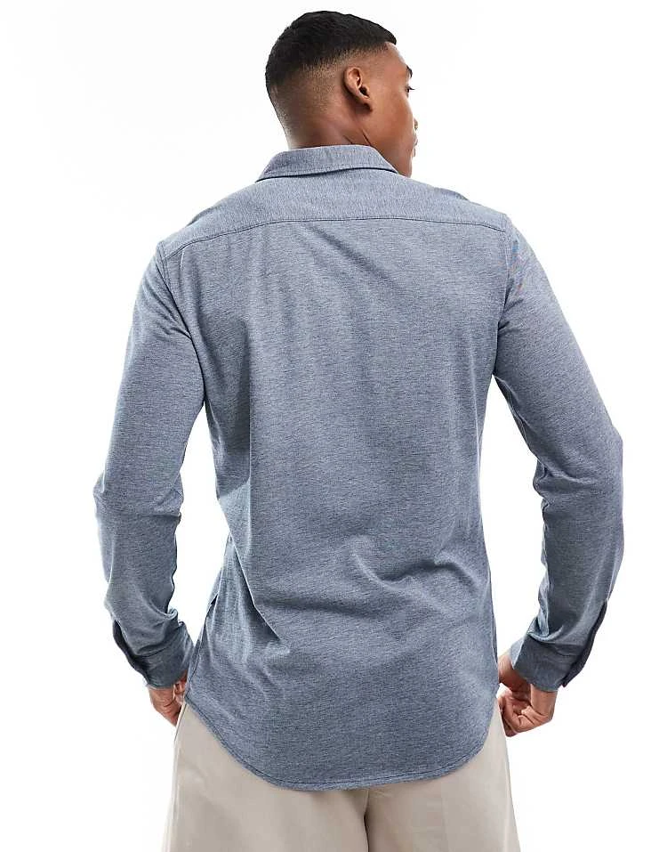 BOSS Orange Mysoft Slim Fit Jersey Shirt In Navy For Men - Image 4