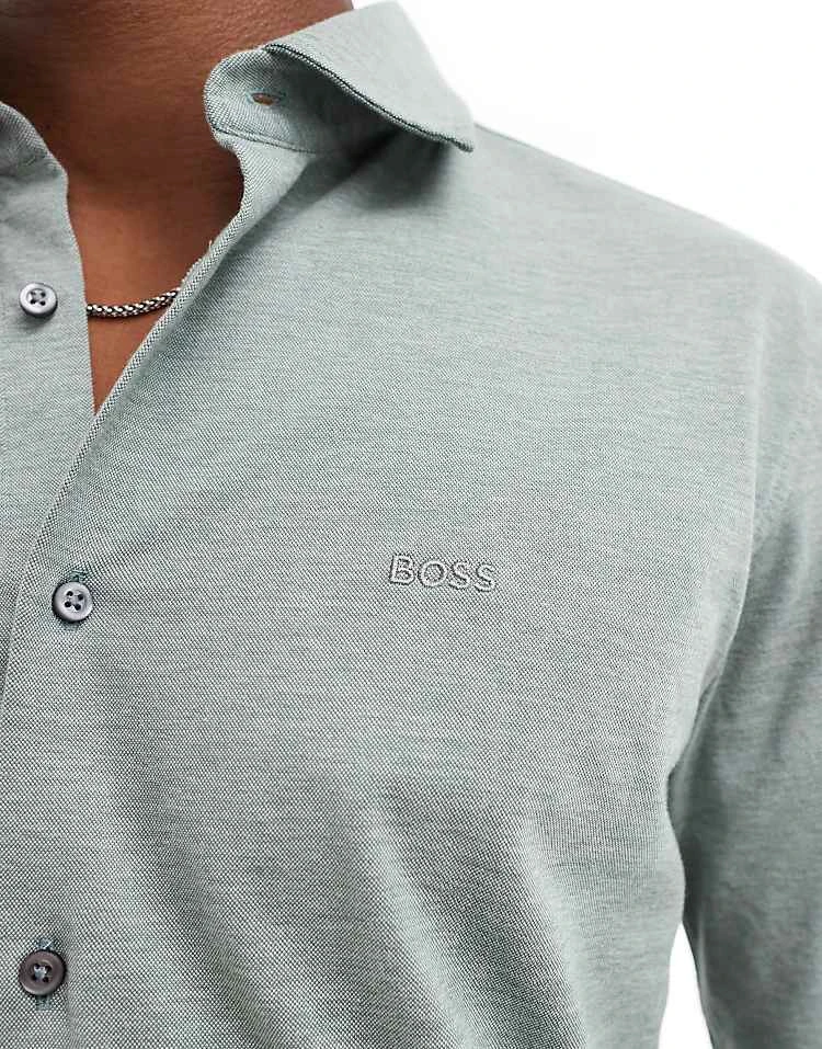 BOSS Orange Mysoft Slim Fit Jersey Shirt In Green For Men - Image 2