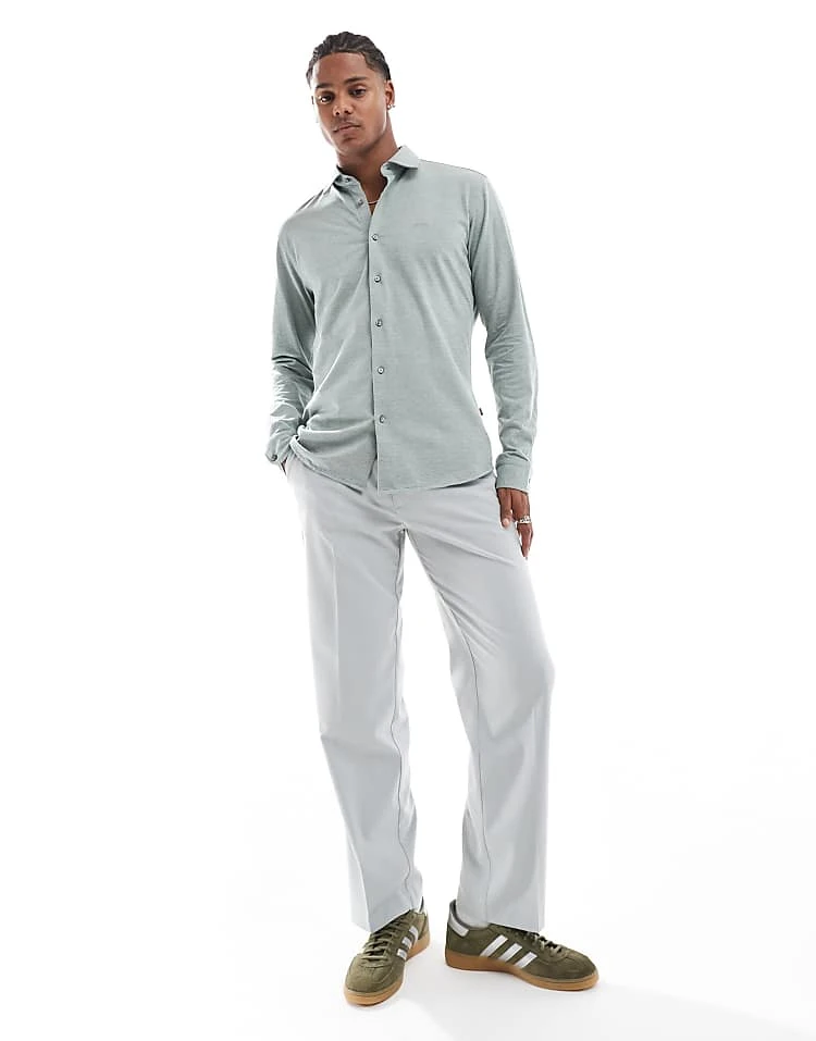 BOSS Orange Mysoft Slim Fit Jersey Shirt In Green For Men - Image 3