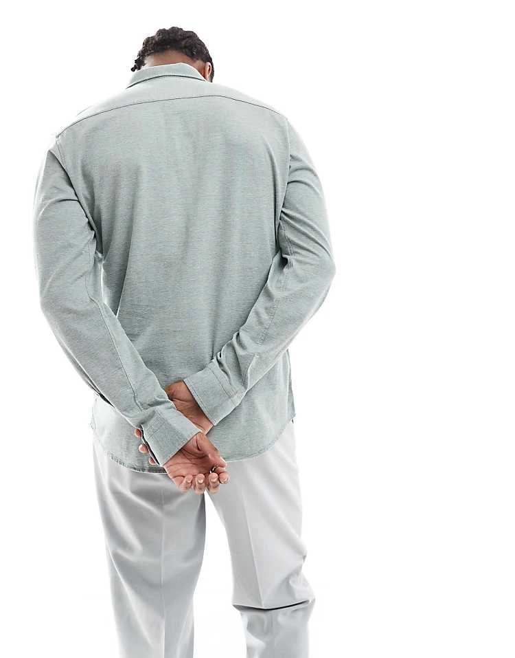 BOSS Orange Mysoft Slim Fit Jersey Shirt In Green For Men - Image 4