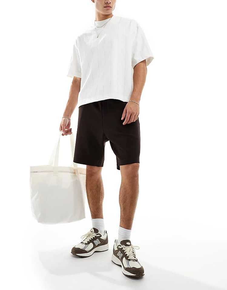 BOSS GREEN Headlo Jersey Shorts In Dark Brown For Men - Image 4