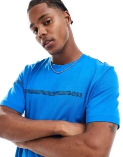 BOSS GREEN Tee 5 T-shirt In Blue With Logo Placement Print For Men