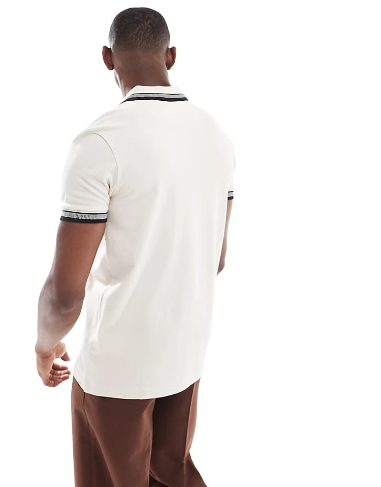 BOSS GREEN Paddy Tipped Polo Shirt In Light Beige For Men - Image 3