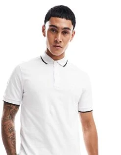 BOSS Orange Passertip Polo Shirt In White For Men