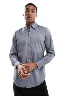 BOSS Orange Rickert Oxford Long Sleeve Shirt In Navy For Men