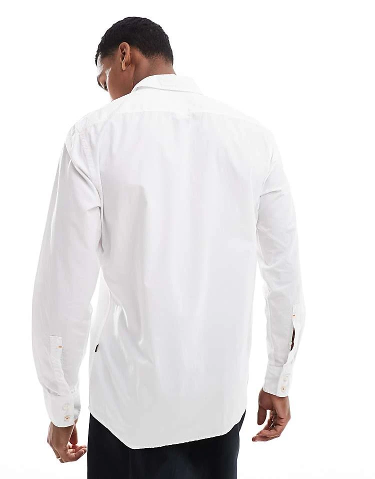 BOSS Orange Relegant Poplin Long Sleeve Shirt In White For Men - Image 2