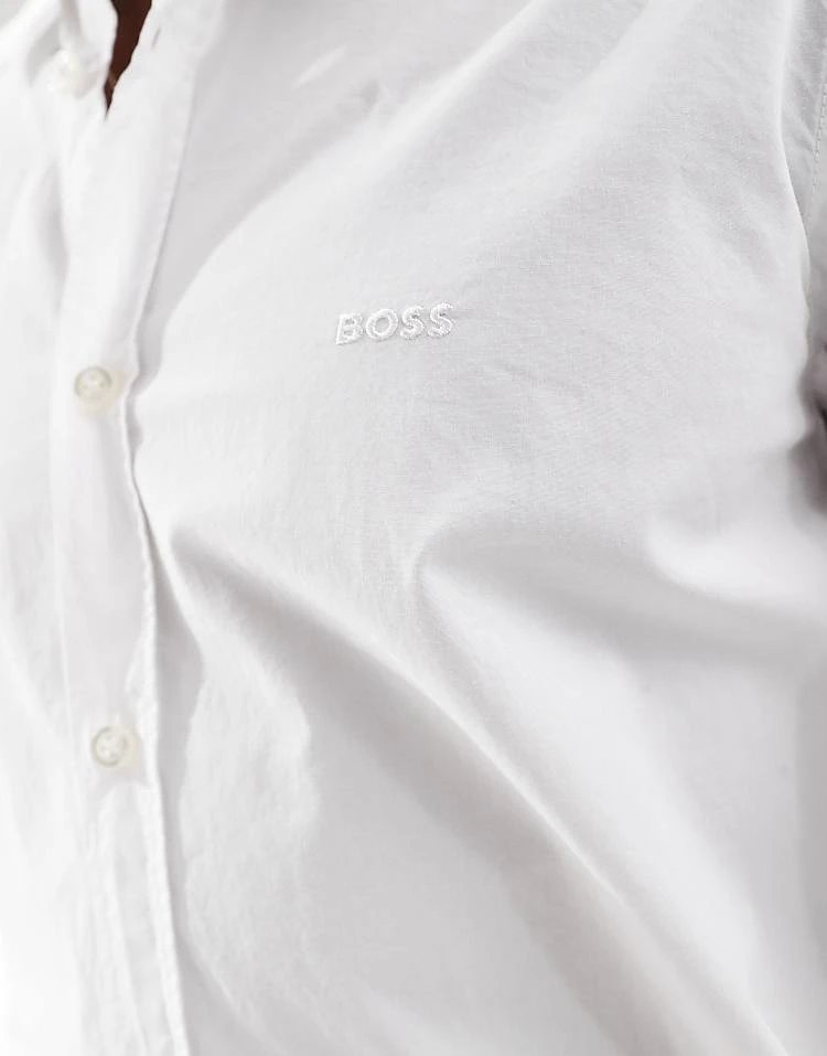 BOSS Orange Relegant Poplin Long Sleeve Shirt In White For Men - Image 3