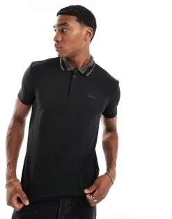 BOSS Green Paddy Polo Shirt In Black For Men