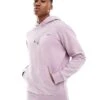 BOSS Orange Relaxed Fit Pullover Hoodie In Garment Dyed Light Purple For Men
