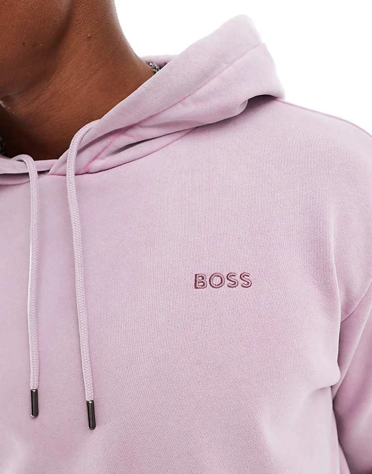 BOSS Orange Relaxed Fit Pullover Hoodie In Garment Dyed Light Purple For Men - Image 2