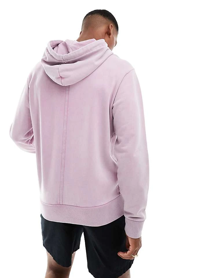 BOSS Orange Relaxed Fit Pullover Hoodie In Garment Dyed Light Purple For Men - Image 4