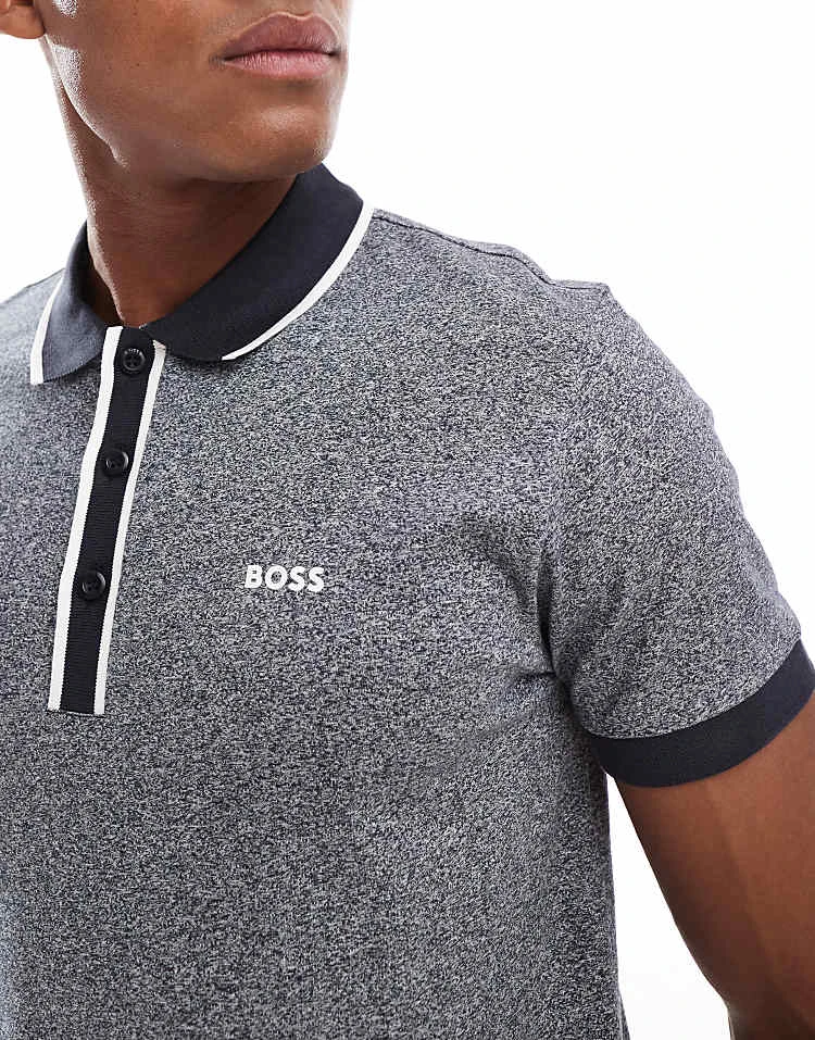 BOSS Green Paddy Polo Shirt In Navy Nep For Men - Image 3