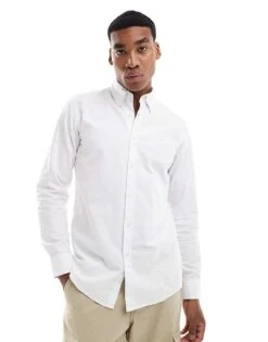 BOSS Orange Rickert Oxford Long Sleeve Shirt In White For Men