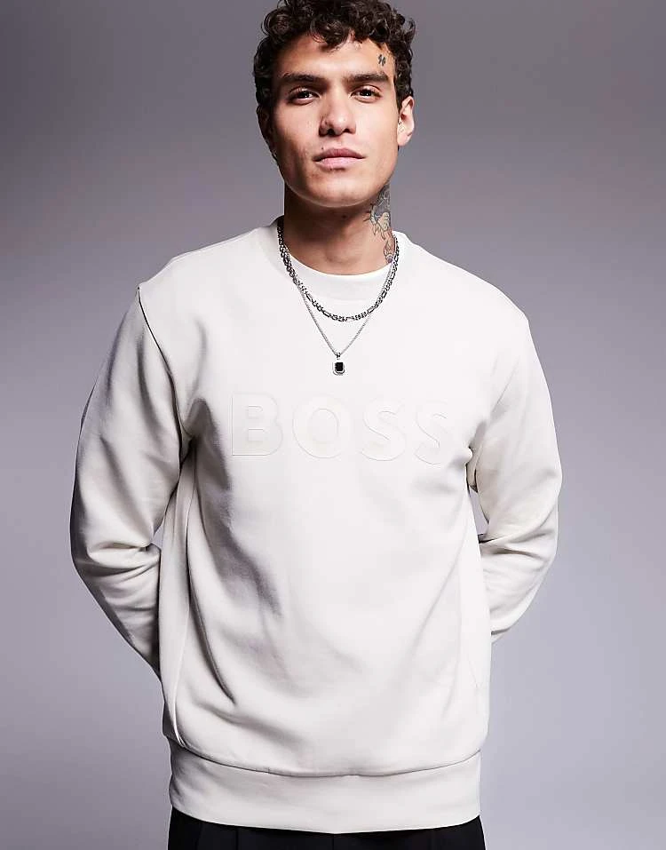 BOSS Green Salbo Sweatshirt In Beige For Men - Image 5