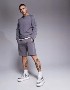 BOSS Bodywear HUGO Bodywear Tonal Logo Sweat Shorts In Grey For Men