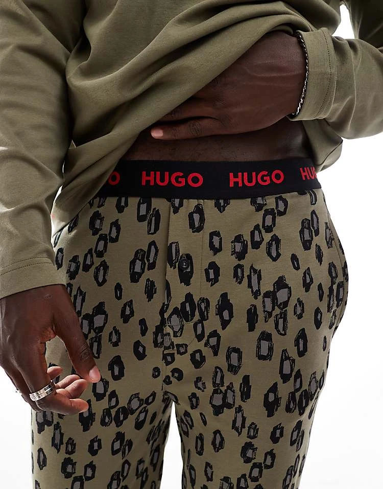 BOSS Bodywear HUGO Bodywear Long Sleeve Loungewear Set In Green With Animal Print For Men - Image 3