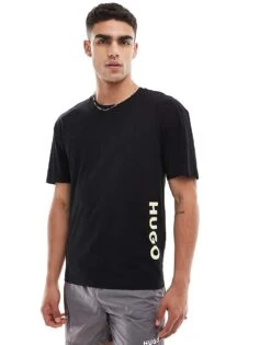 BOSS Bodywear HUGO Swimwear Relaxed T-shirt In Black With Placement Logo For Men