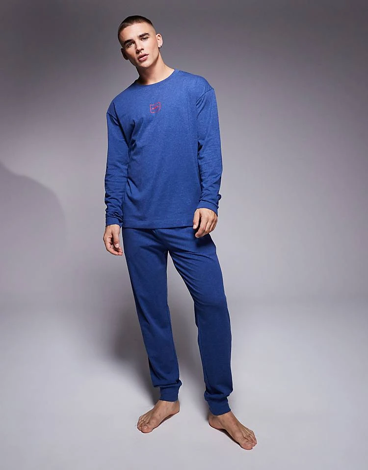 BOSS Bodywear HUGO Bodywear Laze Long Sleeve Loungewear Set In Dark Blue For Men - Image 5