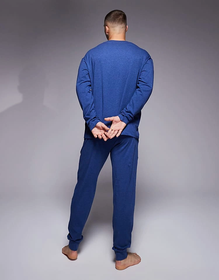 BOSS Bodywear HUGO Bodywear Laze Long Sleeve Loungewear Set In Dark Blue For Men - Image 2