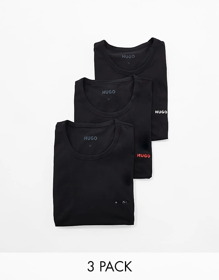 BOSS Bodywear HUGO Bodywear 3 Pack T-shirt In Black For Men - Image 5