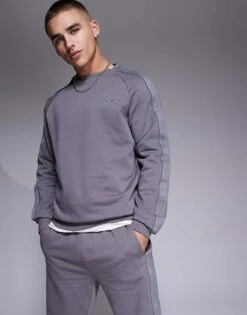 BOSS Bodywear HUGO Bodywear Tonal Logo Sweatshirt In Grey For Men