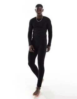 BOSS Bodywear Infinity Thermal Long Johns In Black For Men