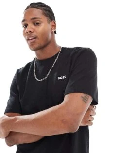 BOSS Bodywear Co-ord Waffle T-shirt In Black For Men