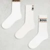BOSS Bodywear 3 Pack Giftset Socks In White With Logo Print For Men